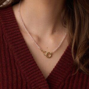 Gorjana Beaded Gemstone Necklace • 16" • Gold Clasp • NWT + Pouch